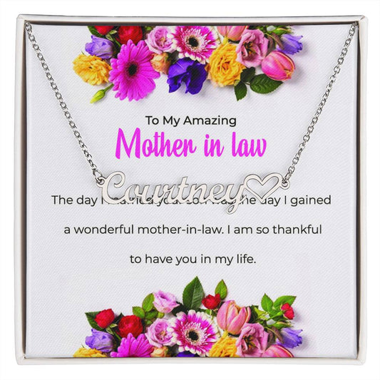 To My Amazing Mother-in-Law | Heart-Shaped Custom Name Necklace with Loving  Message