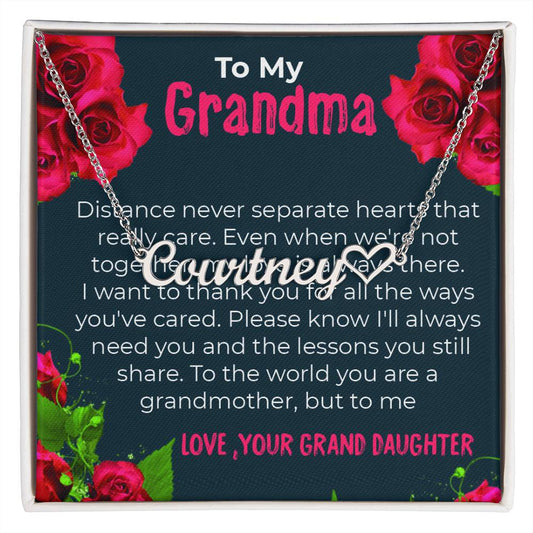 To My Grandma | Elegant Custom Heart Name Necklace Gift from Granddaughter | Gift for Grandma