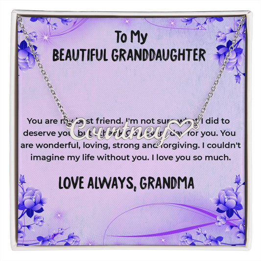 To My Wonderful Granddaughter Necklace | Custom Heart Name Necklace Gift from Grandma