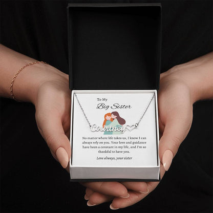To My Big Sister Heartfelt Heart Name Necklace | Gift for Sister | Necklace Gift for Sister