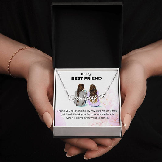Heart Name Necklace | To My Bestie Thank You - Personalized Necklace | Friendship Gift