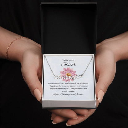 To My Lovely Sister Heart Name Necklace | Gift for Sister | Necklace Gift for Sister