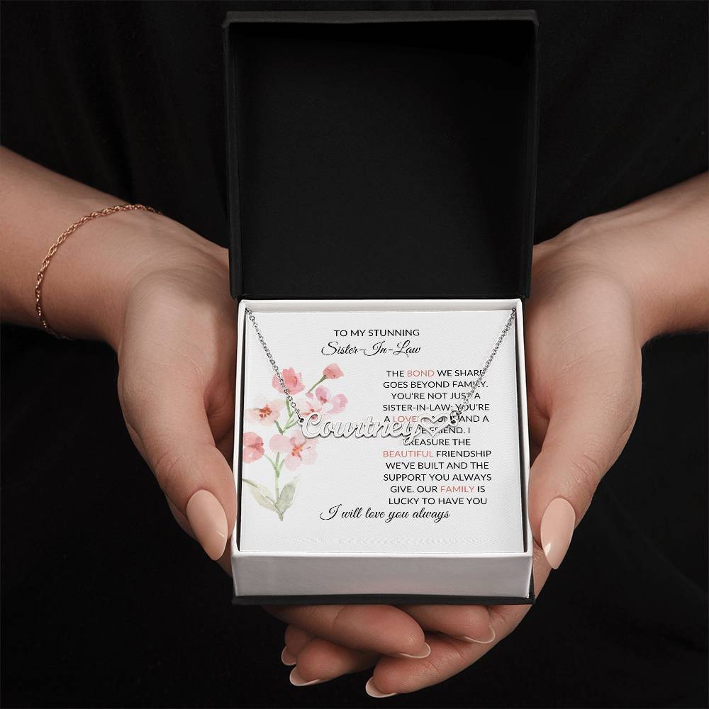 To My Stunning Sister-in-law Necklace Heart Shape Personalized Necklace | Sister-in-Law Gift