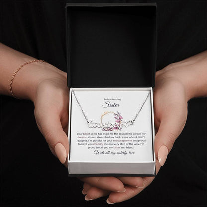 To My Amazing Sister Heart Name Necklace | Gift for Sister | Necklace Gift for Sister