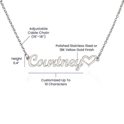 To My Little Starlet - From Aunt to Niece Name Necklace With Heart Character - SOUVMOUR