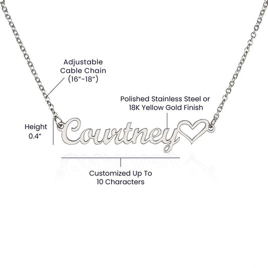 To My Little Dreamer - From Aunt to Niece Name Necklace With Heart Character - SOUVMOUR