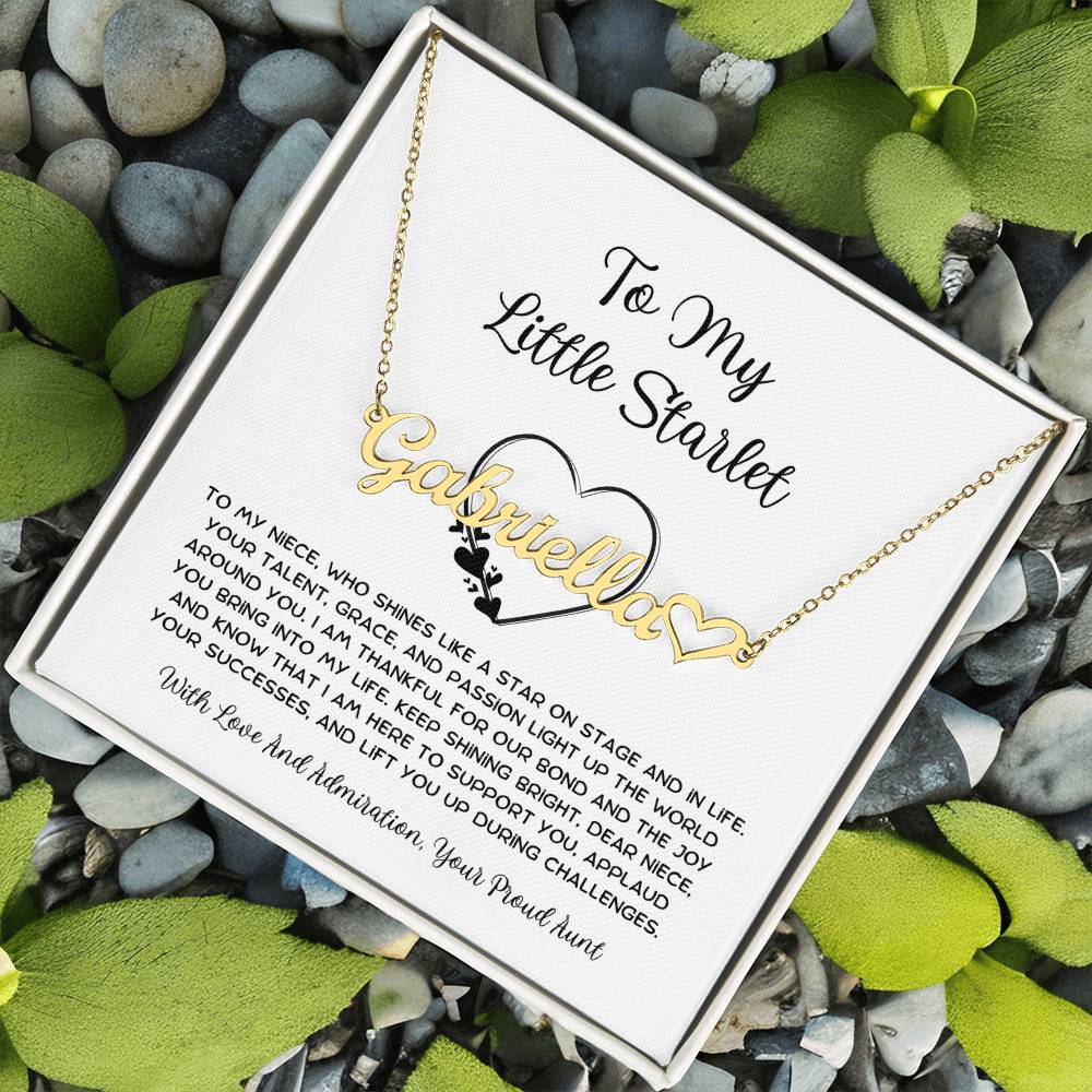 To My Little Starlet - From Aunt to Niece Name Necklace With Heart Character - SOUVMOUR