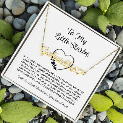 To My Little Starlet - From Aunt to Niece Name Necklace With Heart Character - SOUVMOUR