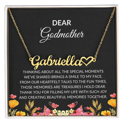 Heart Name Necklace for Dear Godmother | A Unique Gift Filled with Love | Godmother Gift