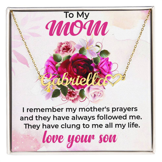 To My Mom | Heart-Shaped Name Necklace Gift from Son