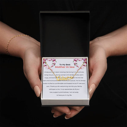 For the Best Mother-in-Law | Heart-Shaped Custom Name Necklace with Heartfelt Wishes