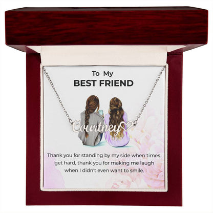 Heart Name Necklace | To My Bestie Thank You - Personalized Necklace | Friendship Gift