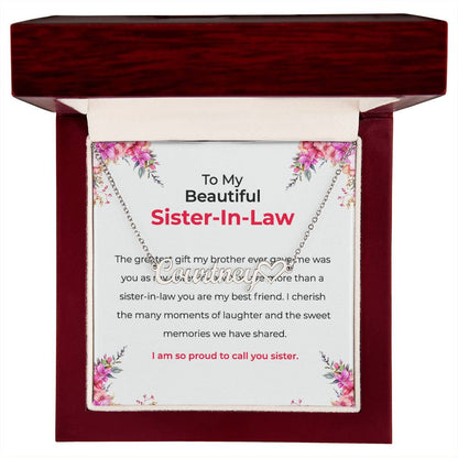 To My Beautiful Sister-in-law Necklace | Heart Shape Pendant | Sister-in-Law Gift