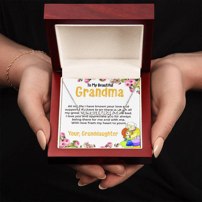 To My Beautiful Grandma | Heart Name Necklace Gift from Granddaughter | Gift for Grandma