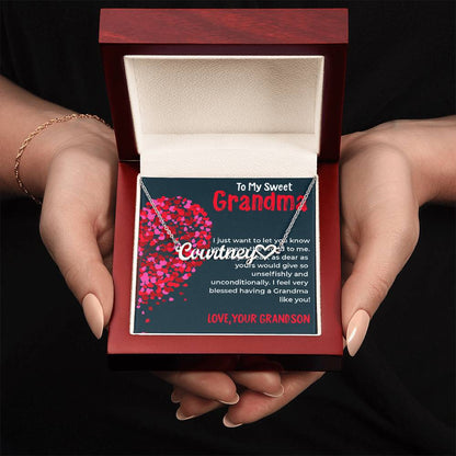 To My Sweet Grandma | Timeless Heart Name Necklace Gift from Grandson | Gift for Grandma