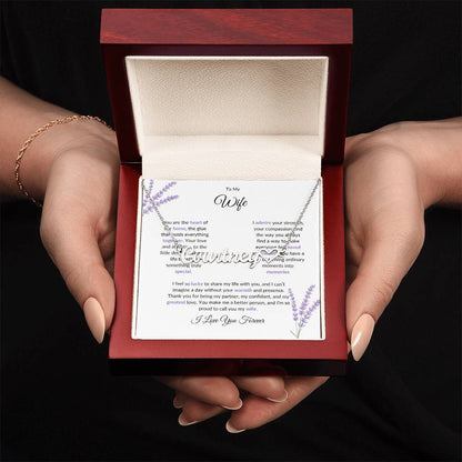 To My Wife, The Heart of Our Home - Custom Heart Name Necklace with Special Message