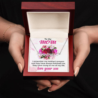 To My Mom | Heart-Shaped Name Necklace Gift from Son