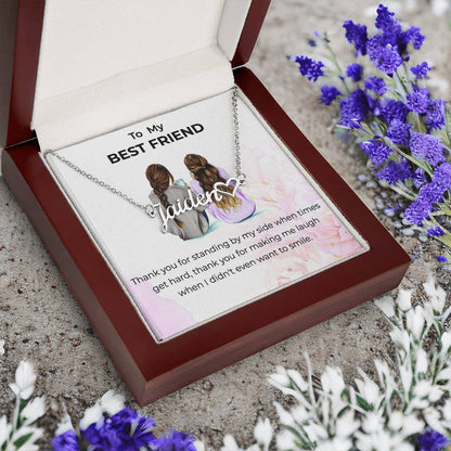 Heart Name Necklace | To My Bestie Thank You - Personalized Necklace | Friendship Gift
