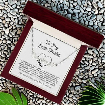 To My Little Starlet - From Aunt to Niece Name Necklace With Heart Character - SOUVMOUR