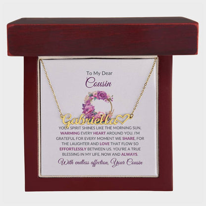 Custom Name Necklace | Cousin Necklace | To My Dear Cousin - Heart Name Necklace | Cousin Friendship Necklace