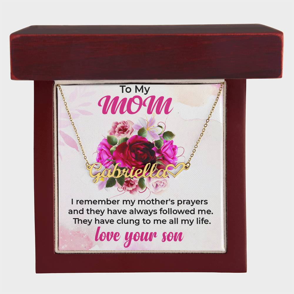 To My Mom | Heart-Shaped Name Necklace Gift from Son