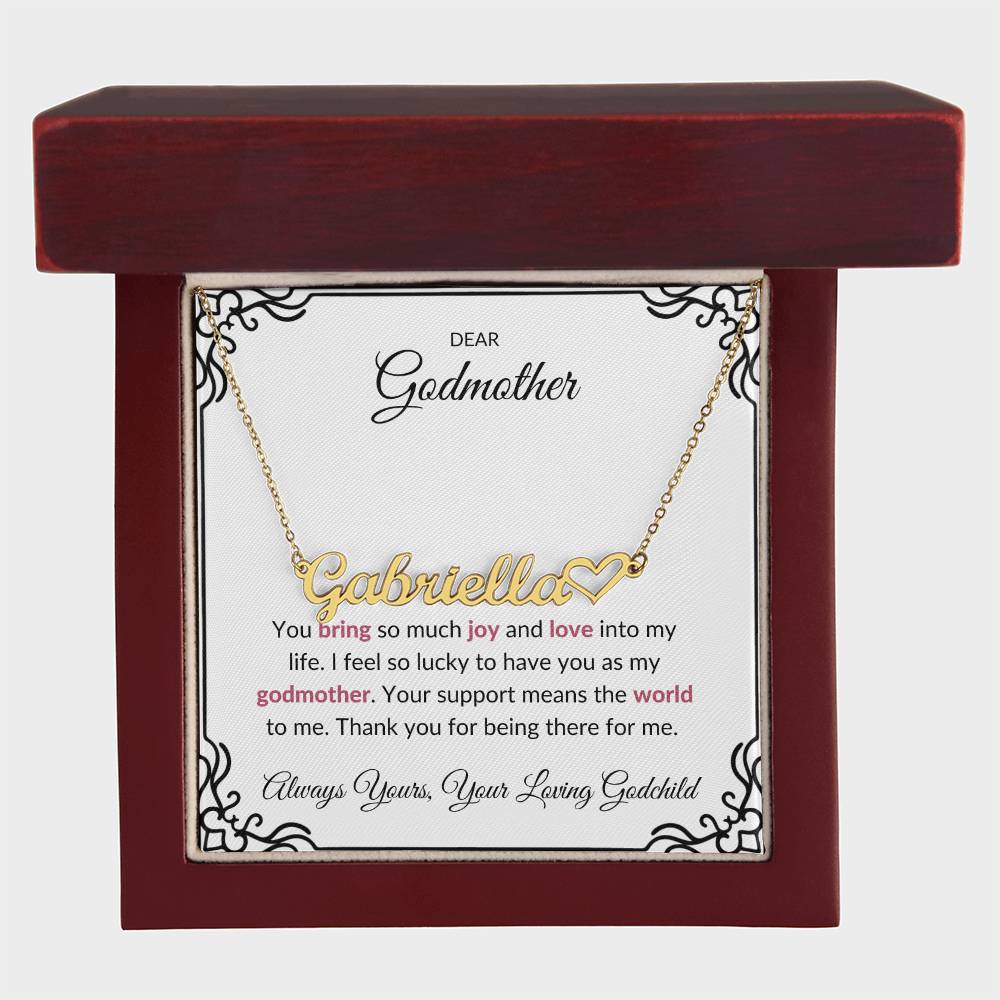 Heart Name Necklace for Lovely Godmother | A Cherished Reminder of Your Bond | Godmother Gift