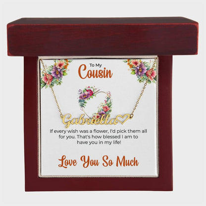 Custom Name Necklace | Cousin Necklace | To My Cousin My Best Friend - Heart Name Necklace | Cousin Friendship Necklace