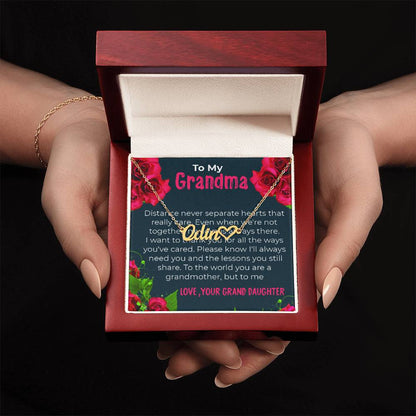 To My Grandma | Elegant Custom Heart Name Necklace Gift from Granddaughter | Gift for Grandma