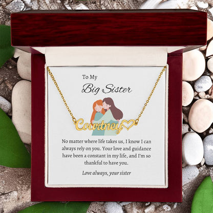 To My Big Sister Heartfelt Heart Name Necklace | Gift for Sister | Necklace Gift for Sister