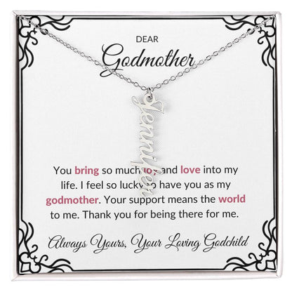 Vertical Name Necklace for Lovely Godmother | A Heartfelt Keepsake to Cherish | Godmother Gift