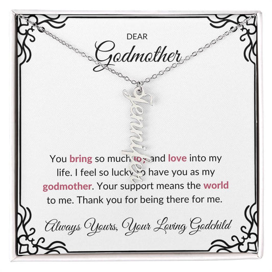 Vertical Name Necklace for Lovely Godmother | A Heartfelt Keepsake to Cherish | Godmother Gift