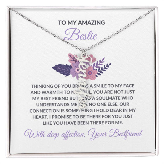 Vertical Name Necklace | To My Amazing Best Friend - Personalized Necklace | Friendship Necklace
