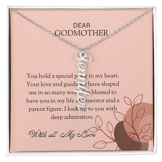 Vertical Name Necklace for Special Godmother | A Personalized Treasure of Affection | Godmother Gift