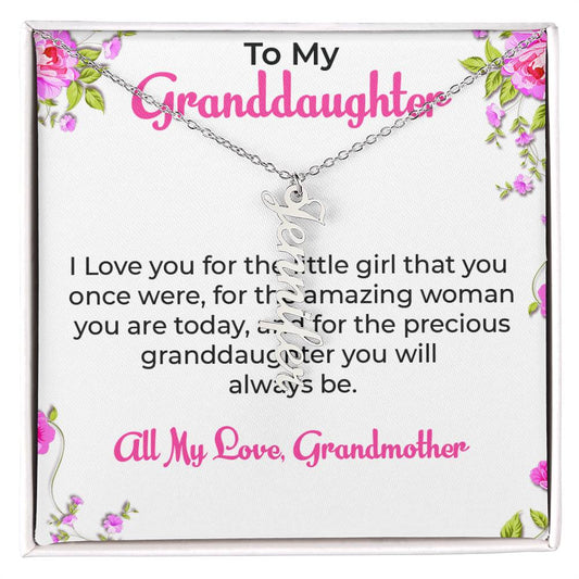 To My Special Granddaughter Necklace | Vertical Style Name Necklace Gift from Grandma
