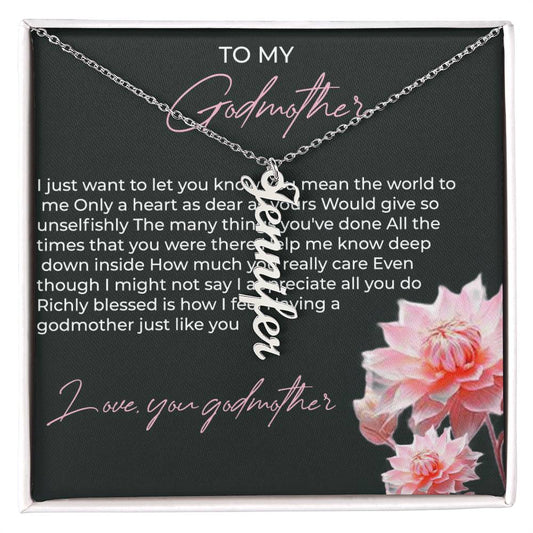 Vertical Name Necklace for Godmother | A Meaningful Gift to Celebrate Godmother Bond | Godmother Gift
