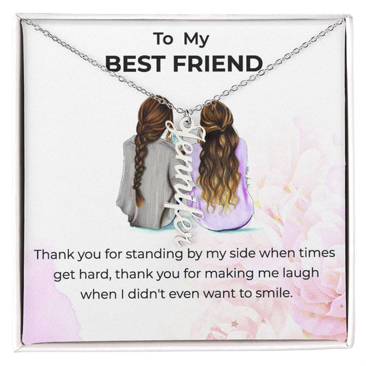 Vertical Name Necklace | To My Bestie Thank You - Personalized Necklace | Friendship Necklace
