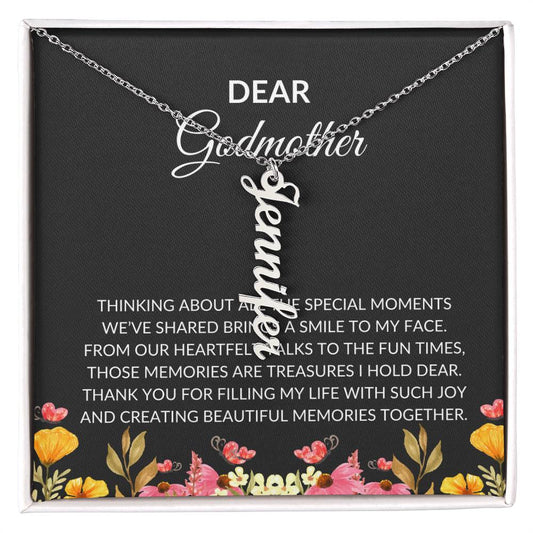Vertical Name Necklace for Dear Godmother | A Unique Way to Express Your Love | Godmother Gift