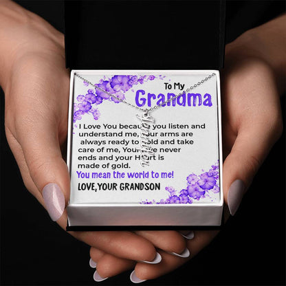 To My Grandma, My World | Vertical Name Necklace Gift from Grandson | Gift for Grandma