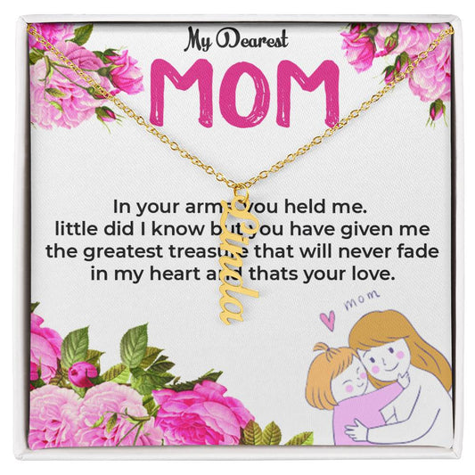To My Dearest Mom | Vertical Style Name Necklace Gift | Gift For Mom