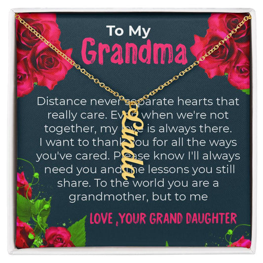 To My Grandma | Elegant Vertical Name Necklace Gift from Granddaughter | Gift for Grandma