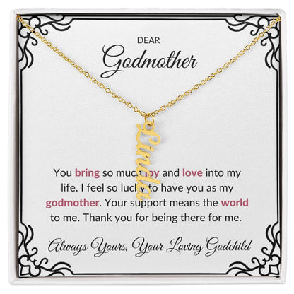 Vertical Name Necklace for Lovely Godmother | A Heartfelt Keepsake to Cherish | Godmother Gift