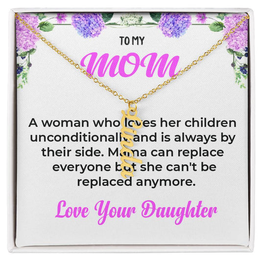 To My Mom | Vertical Name Necklace | Mother-Daughter Bond Necklace Gift from Daughter