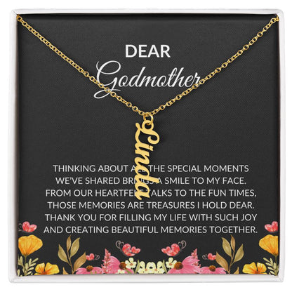 Vertical Name Necklace for Dear Godmother | A Unique Way to Express Your Love | Godmother Gift