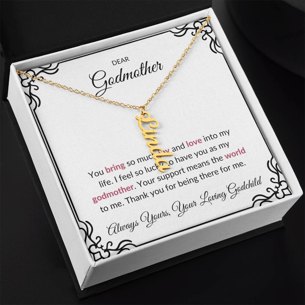 Vertical Name Necklace for Lovely Godmother | A Heartfelt Keepsake to Cherish | Godmother Gift