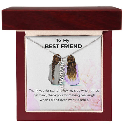 Vertical Name Necklace | To My Bestie Thank You - Personalized Necklace | Friendship Necklace