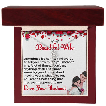 To My Beautiful Wife - Custom Vertical Name Necklace with Special Message