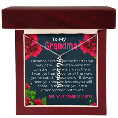 To My Grandma | Elegant Vertical Name Necklace Gift from Granddaughter | Gift for Grandma