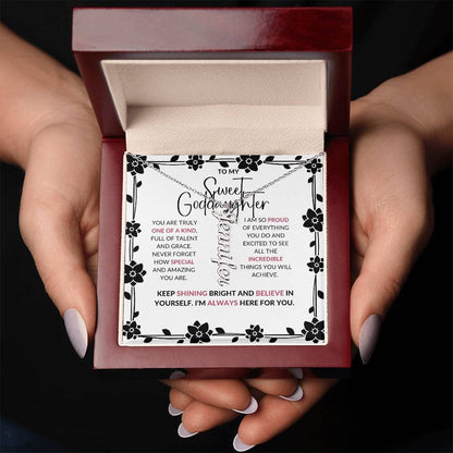 To My Sweet Goddaughter | Personalized Vertical Name Necklace with a Loving Message