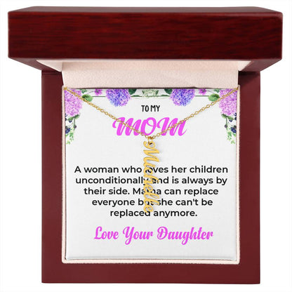 To My Mom | Vertical Name Necklace | Mother-Daughter Bond Necklace Gift from Daughter