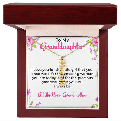 To My Special Granddaughter Necklace | Vertical Style Name Necklace Gift from Grandma